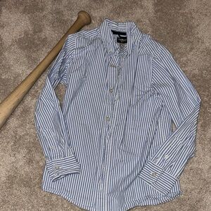 Stylish Kids Blue and White Striped Button-Down Shirt